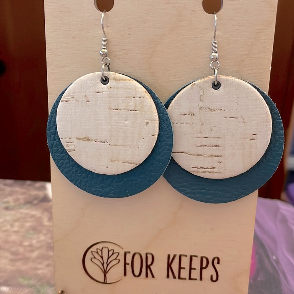 For Keeps- Leather Earrings- Double Circles